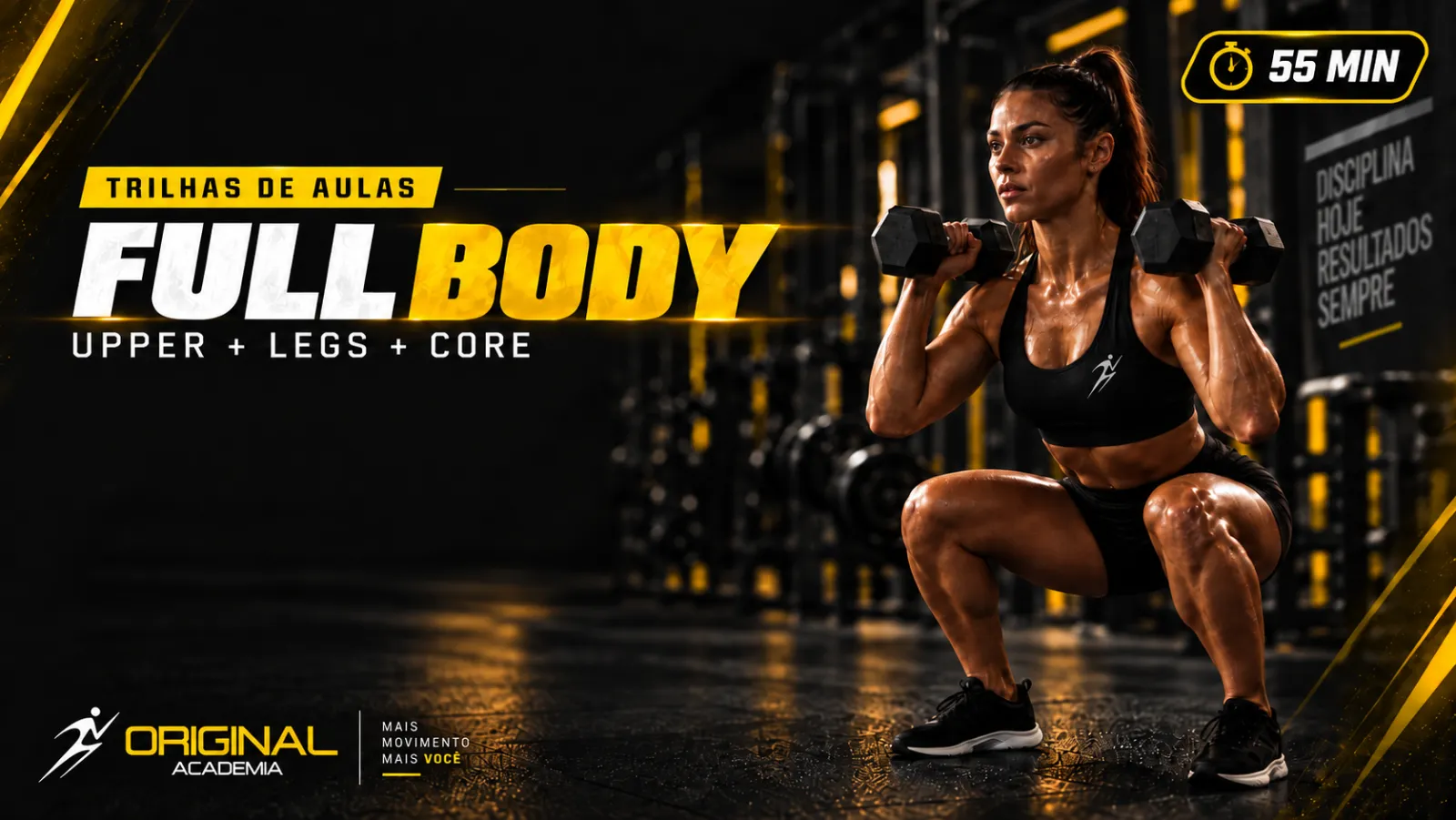 Trilha FULL BODY: Upper + Legs + Core, 55 minutos